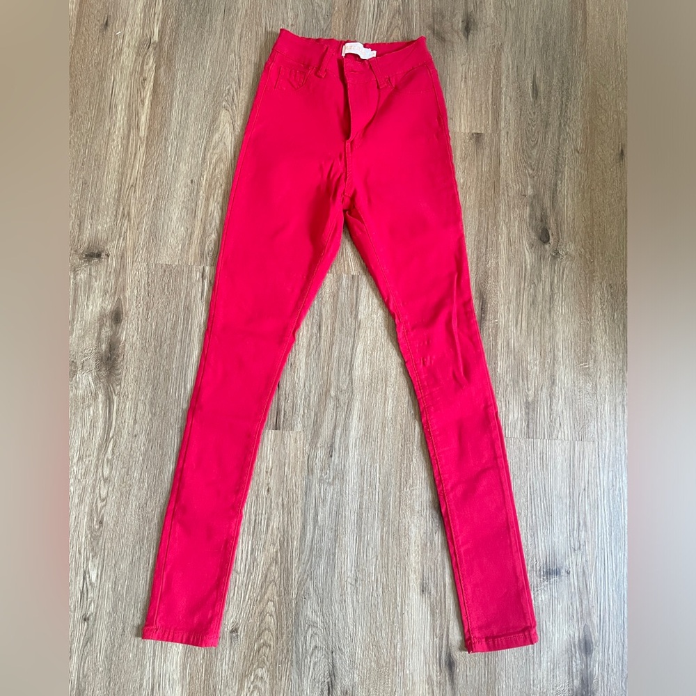 Red Skinny High rise Pants with lot of stretch 26 x 29